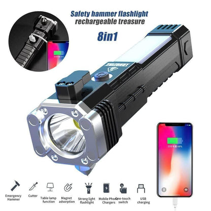 Portable Rechargeable LED Torch – 4-in-1 Flashlight